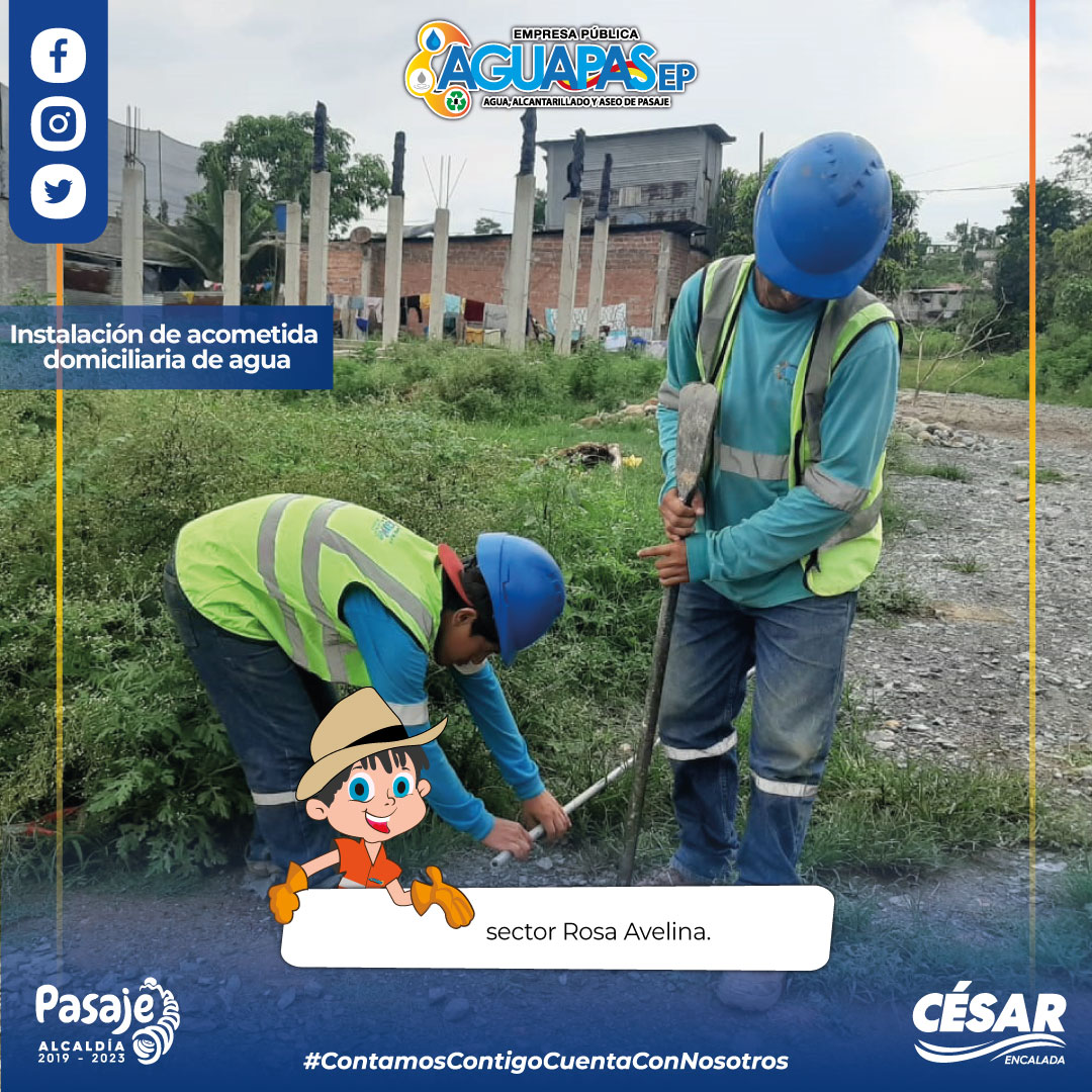 Aguapasaje's tweet photo. Atender tus requerimientos es nuestra prioridad!!
Nuestro personal de la jefatura de agua atendió las órdenes de trabajo de los usuarios, en instalaciones de acometidas domiciliarias en diferentes sectores de la ciudad.
#CesarAlcalde #ContamosContigoCuentaConNosotros https://t.co/z6qh2vAIiE