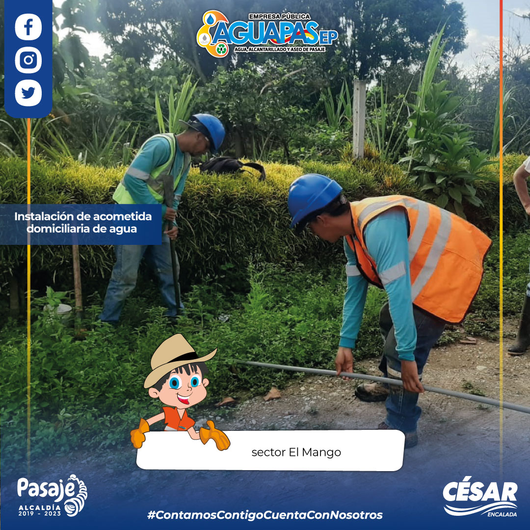 Aguapasaje's tweet photo. Atender tus requerimientos es nuestra prioridad!!
Nuestro personal de la jefatura de agua atendió las órdenes de trabajo de los usuarios, en instalaciones de acometidas domiciliarias en diferentes sectores de la ciudad.
#CesarAlcalde #ContamosContigoCuentaConNosotros https://t.co/z6qh2vAIiE