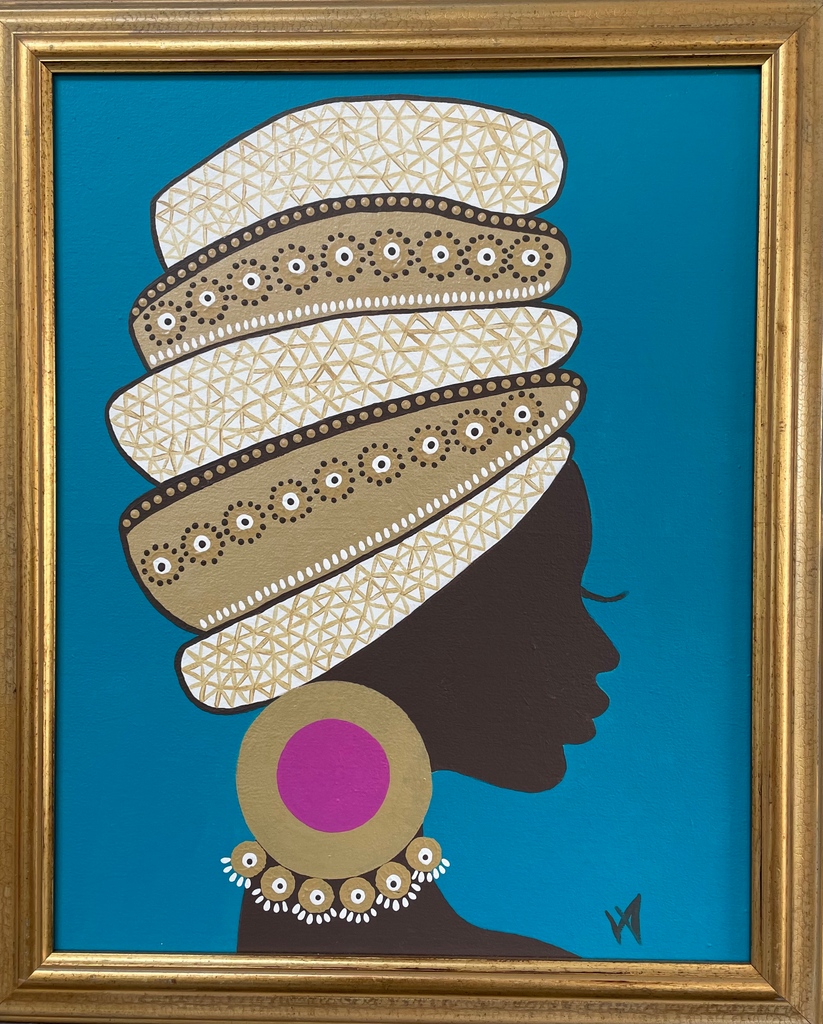 THESPACEgallery's tweet photo. Profile of an African woman on a Gold and blue background. Each women depicts the profile of an African women with a beautiful head pieces to symbolise their crowning glory.

Zaila by Vera Arbinja

Medium: Acrylic
Size: 50cm x 50cm framed https://t.co/P4E0J3gWlm