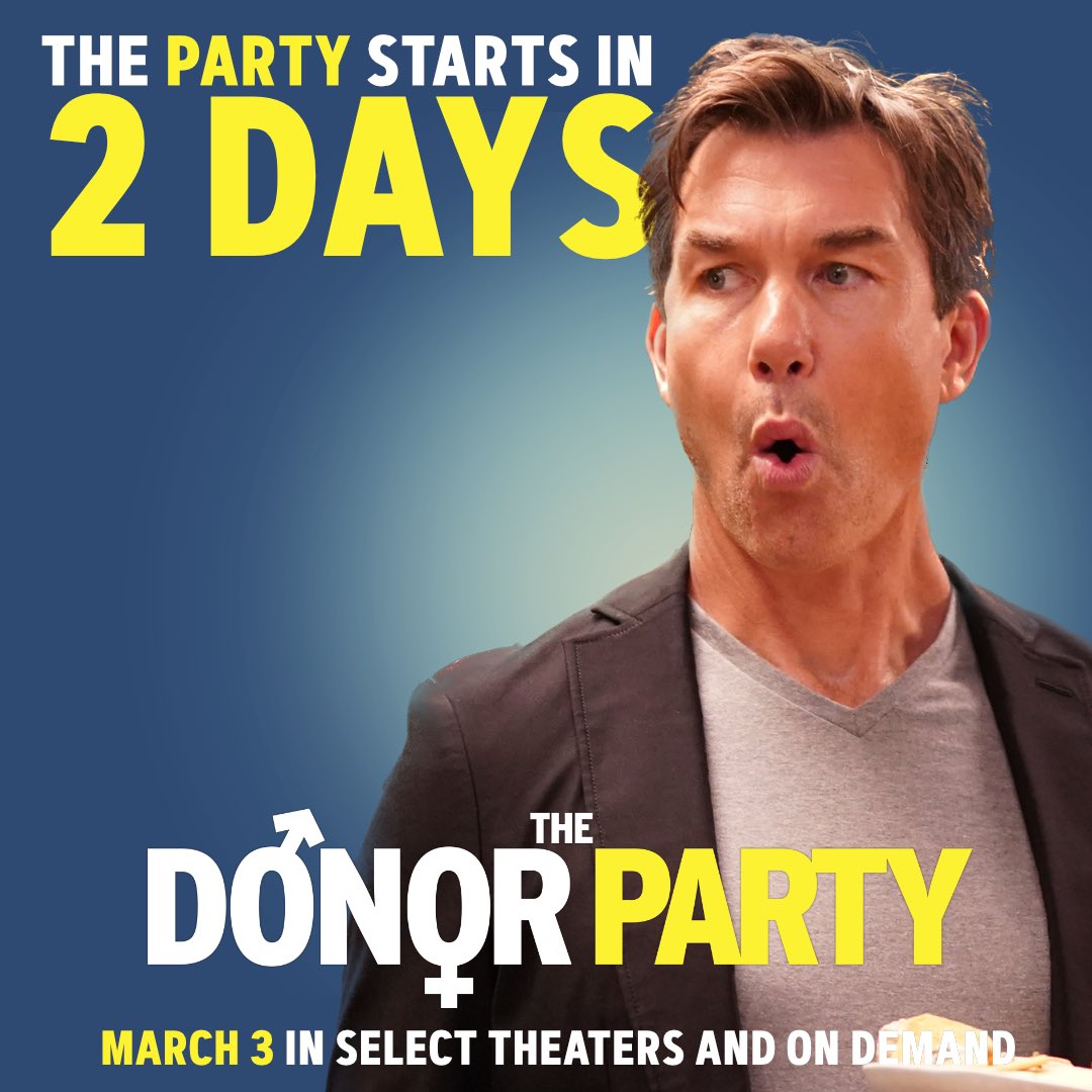 In 2 DAYS find out why @MrJerryOC is making this face. Hint: it’s not the spicy appetizers. THE DONOR PARTY in select theaters and in demand EVERYWHERE this Friday!