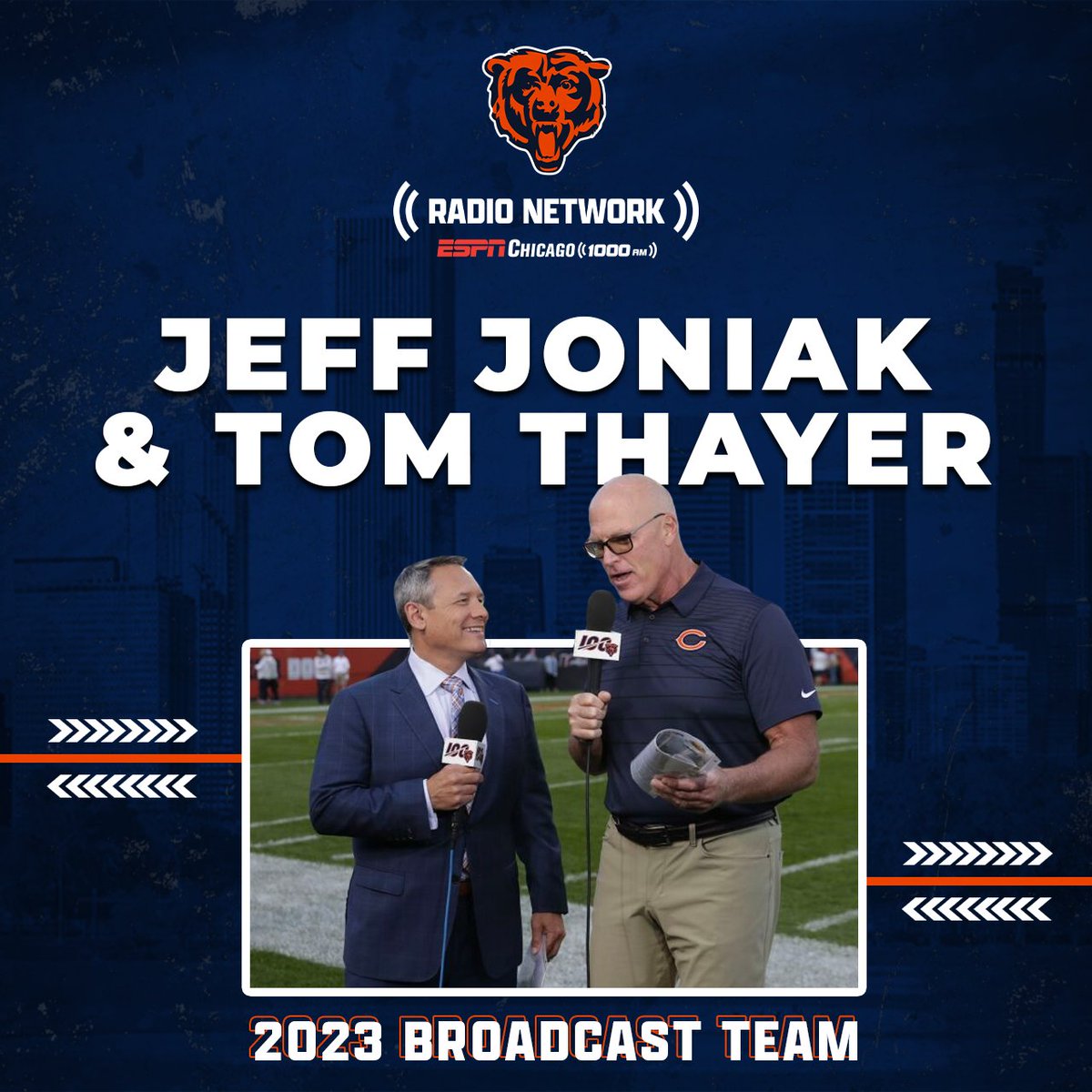 ESPN1000's tweet photo. If it ain't broke, don't fix it.

You spoke, we listened.

Jeff &amp; Tom will be back in the booth with us as we enter the 2023 @ChicagoBears season! https://t.co/O5ZUulo7Wv