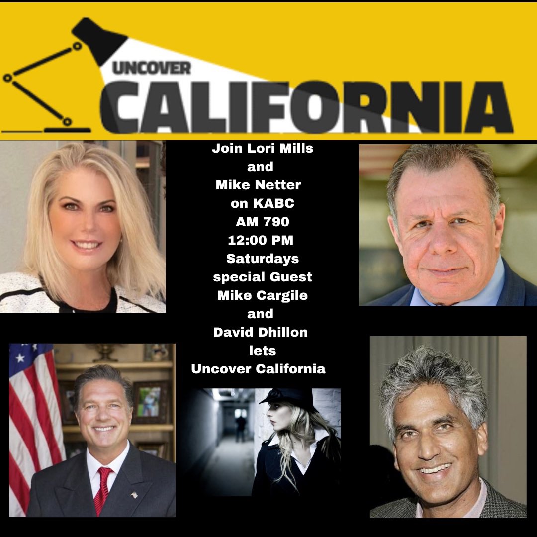 Tune into Uncover California with Lori Mills and Mike Netter on KABC AM 790 12:00 PM. This week we will be speaking to Mike Cargile candidate for Ca GOP chairman and Candidate for Secretary of the CAGOP David Dhillon. Let’s see what their vision is. <a href="/nettermike/">Mike Netter</a>