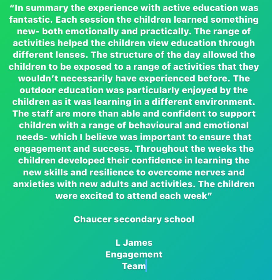 ProvisionActive's tweet image. Active educations newest review ⭐️ 
A fantastic testimony from some recent work.