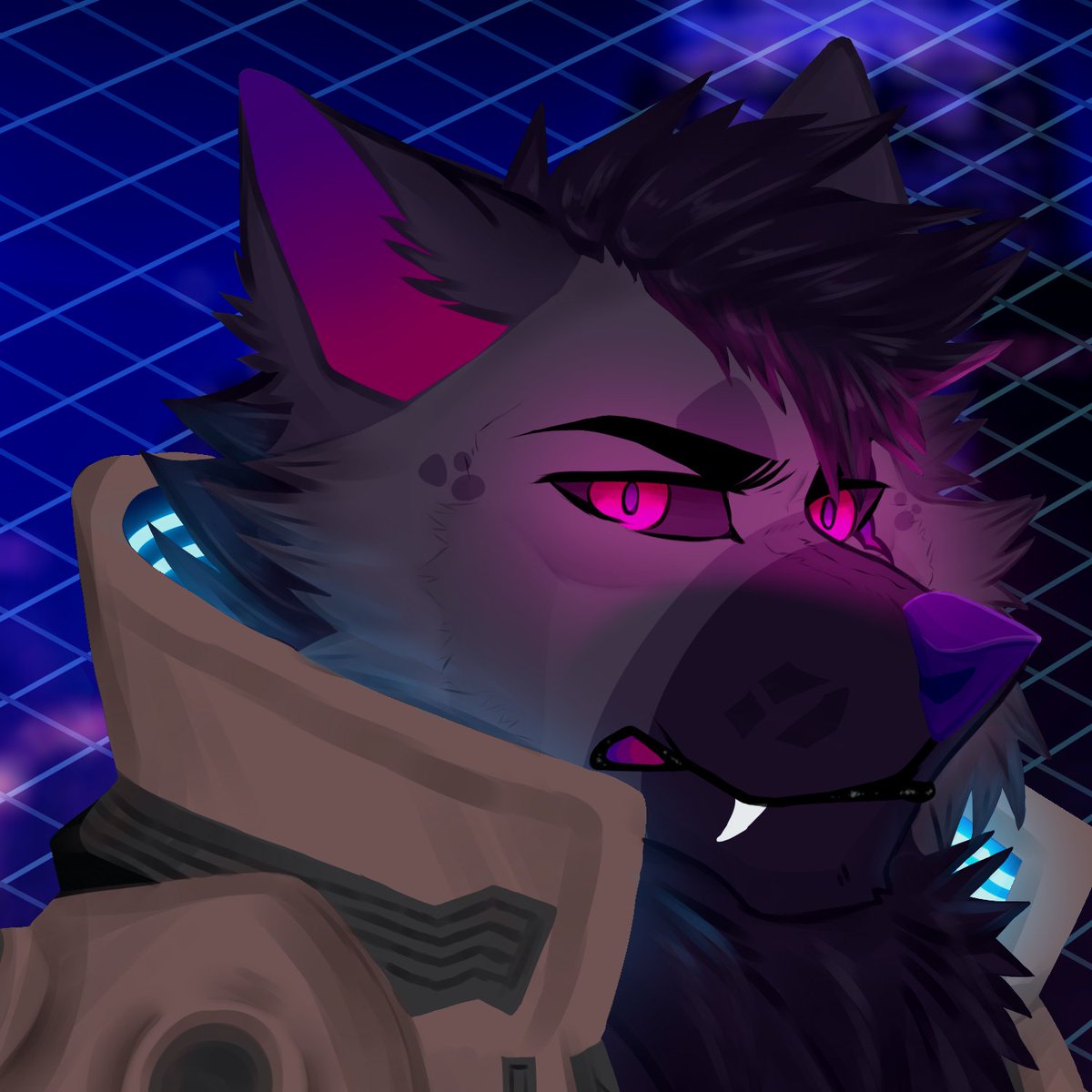 Bluesheskee's tweet image. Dibujo terminado para Zaxterr de su fursona Shockwave O'Detta 💜