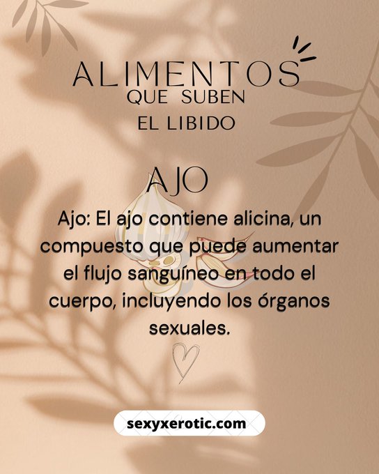 Alimentos que aumentan el placer sexual: Ajo #saludable #alimentacionsaludable #sexualhealth #lifestyle<a href="/tag/saludable"class="tags">#saludable</a><a href="/tag/lifestyle"class="tags"><span>#lifestyle</span></a><a href="/tag/ecuador"class="tags"><span>#ecuador</span></a><a href="/tag/cuenca"class="tags"><span>#cuenca</span></a><a href="/tag/quito"class="tags"><span>#quito</span></a><a href="/tag/guayaquil"class="tags"><span>#guayaquil</span></a>