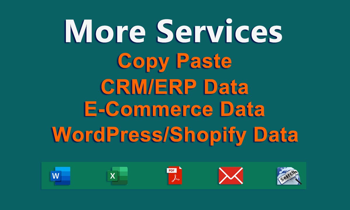 TManiruzzaman's tweet photo. I will do fast and accurate data entry jobs for any project.

I humbly request you to inbox me if you need this incredible service.

Or, you can order from me on Fiverr: Link is available in the Twitter bio 

#dataentry #copypaste #LeadGeneration #virtualassistant #seo https://t.co/pcDHqiizyt