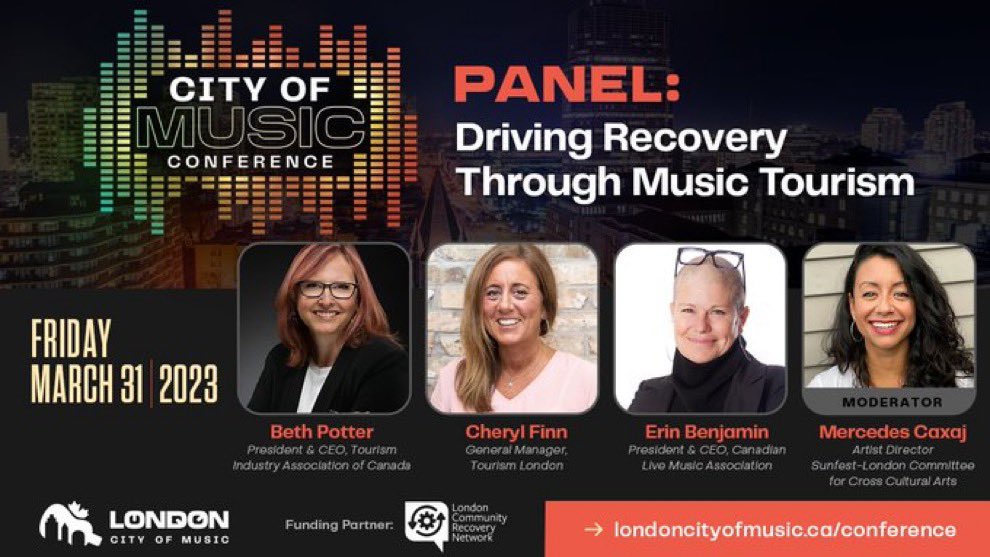 Super excited to join this 1st City of Music conference panel w/ @TIAC_AITC @tourism_london @Canadian_Live & @SunfestLDN March 31 @RBCPlaceLondon @LDNMusicOffice 

More here:
londoncityofmusic.ca/conference 

#LdnOnt #CityofMusic #LdnEnt #UNESCO