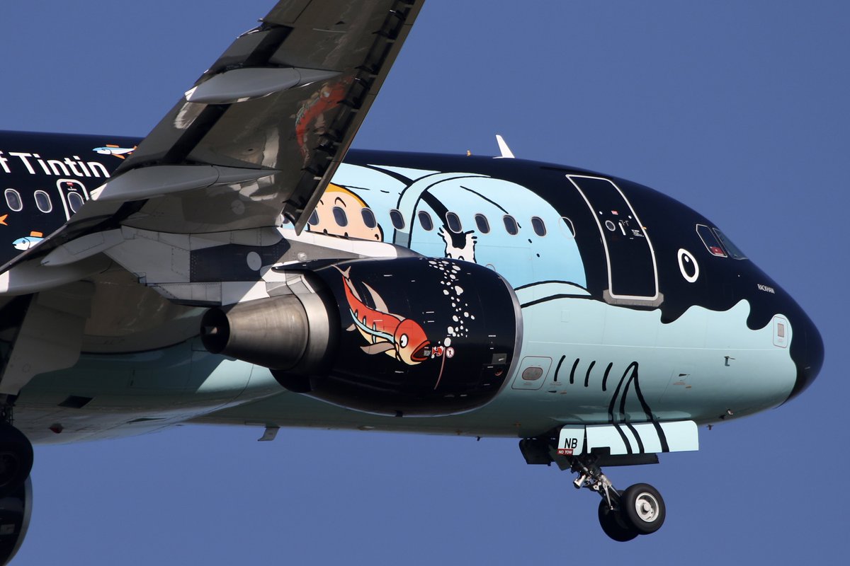 ivanconinx's tweet photo. Still one of my favourite @FlyingBrussels Belgian Icons is Airbus A320-214 OO-SNB which is depicted here during takeoff from RWY 07R at @FlyingBrussels this morning, bound for Nice as flight SN3617 BRU-NCE 🇧🇪🛫🛬🇫🇷 #brusselsairlines #brusselsairport #avgeek #snrackham #tintin https://t.co/EFyI43sIbl