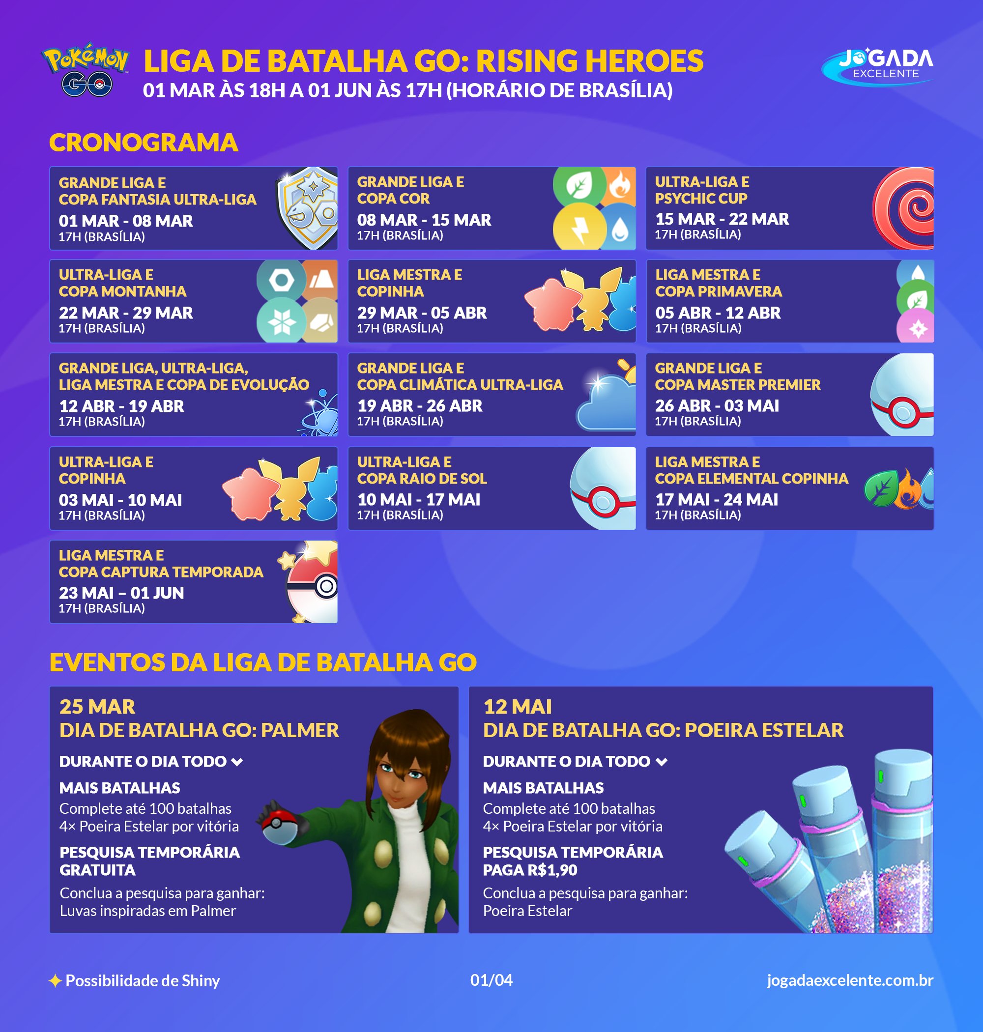 Jogada Excelente on X: Pokémon GO: Detalhes sobre a 10ª Temporada da Liga  de Batalha GO foram revelados. Data: a partir de 29/11 às 18h (horário de  Brasília). Nessa temporada, itens de