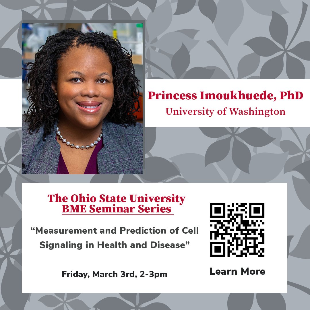 We're excited to have @Dr_Princess of @UWBioE present her work with tools and methods that provide #quantitative data on #vascularization to help improve human health this Friday! For more information, including the Zoom link, click here: go.osu.edu/CXVp