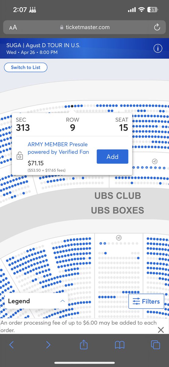jkcomfort97's tweet photo. FOR THOSE WHOSE WONDERING HOW MUCH YOONGI TICKET PRICES COST IT GOES FROM $575-71 USD🗣️ #SUGA_AgustD_TOUR https://t.co/uvnlmHZ6B2