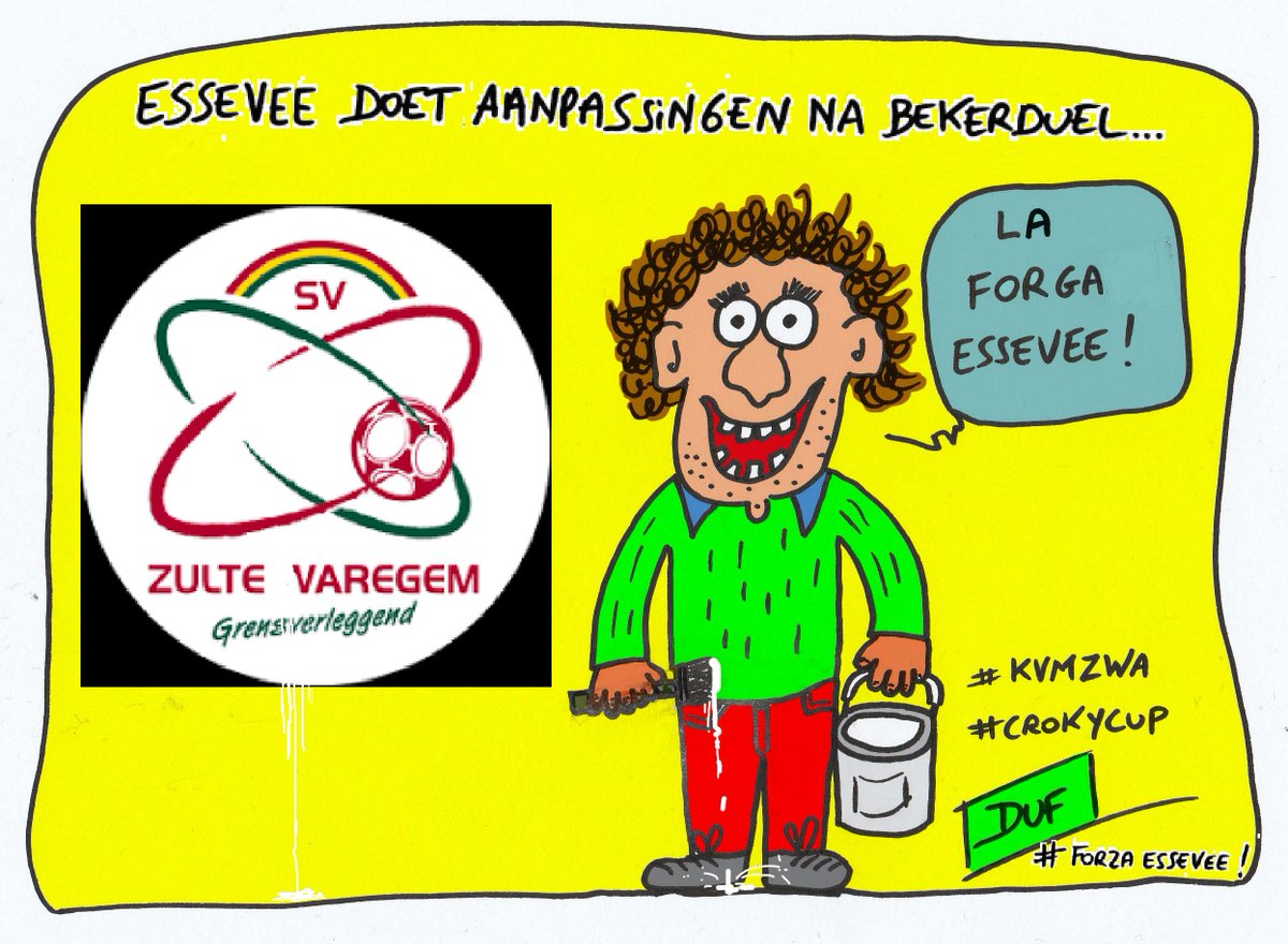 WimDuf's tweet photo. Forzaaaaaaaa SV Zulte Waregem - ESSEVEE !!!  
 #essevee #CrokyCup  #var  #laforge #DUFcartoons #trotsomboertezijn #OneTeamOneFamily #nevergiveup https://t.co/gUo0ywOgvG