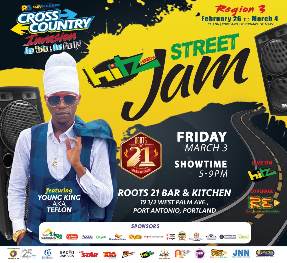 FAME95FM1's tweet photo. All roads lead to Portland 🚘 this Friday as the Hitz crew links up with  #RGCrossCountryInvasion for a Friday night Street Jam!

Find us at  Roots 21 Bar &amp; Kitchen from 5-9 pm to hol' a vibe plus enjoy a special performance by Young King aka Teflon! https://t.co/H4ysTenmjK
