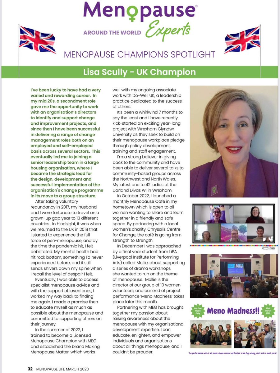 I’m so proud of my partnership with Menopause Experts Group as a Licensed Menopause Champion, and am honoured to have a Champion Spotlight article in their latest jam packed edition of Menopause Life Magazine 😊

#menopauseawareness #menopauseintheworkplace #menopauseexpertsgroup