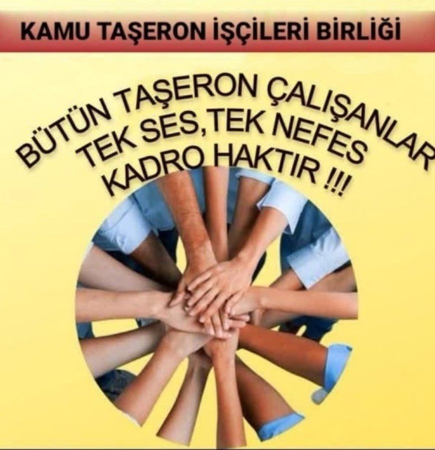 BahaneYok SıraTaşeronda
 Tüm taşeron işçiler ayrım şartsız kadro bekliyor 
<a href="/RTErdogan/">Recep Tayyip Erdoğan</a> <a href="/dbdevletbahceli/">Devlet Bahçeli</a> <a href="/devletsert/">Devlet Sert</a> <a href="/vedatbilgn/">Vedat Bilgin</a> <a href="/hakiskonf/">HAKİŞ KONFEDERASYONU</a>