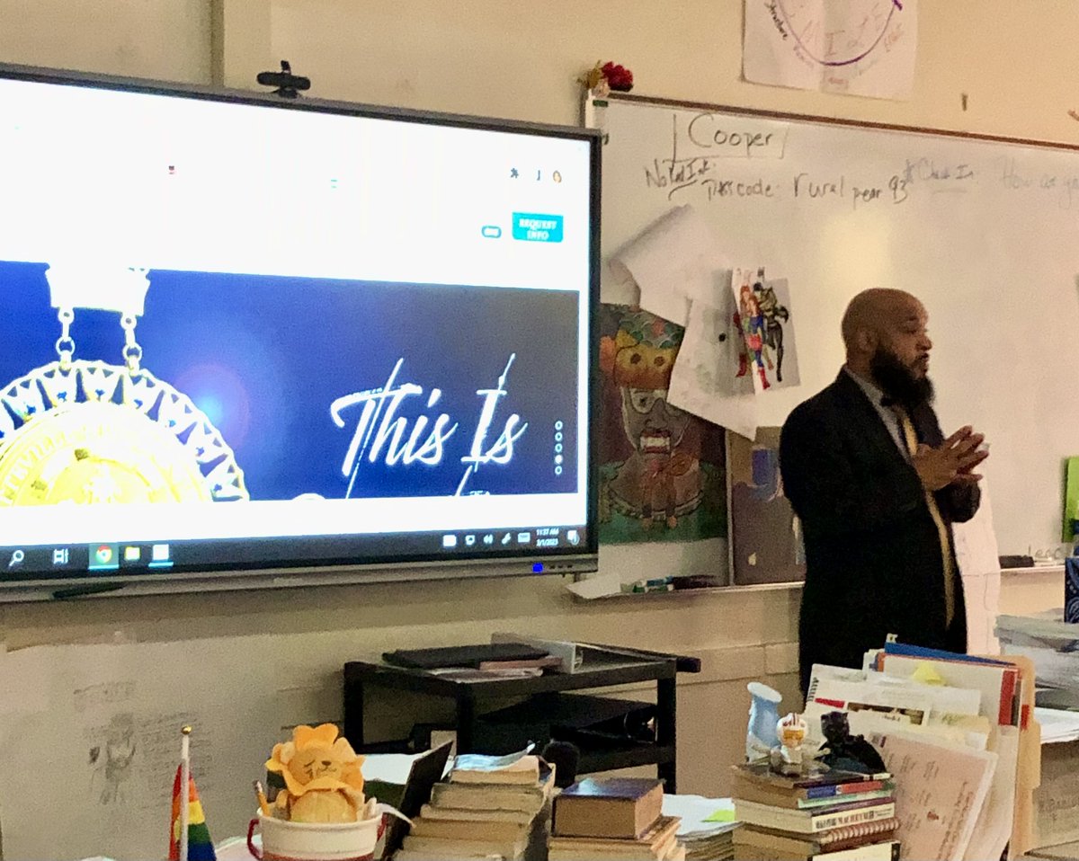 Thank you Michael Head  Sr. Assoc. Director of Admissions @uncfsu for an informative presentation  @RNECavaliers students! #GoBroncos #FayState Thank you to one of our amazing teachers, Ms. Debra Cooper for  use of her classroom for the presentation.