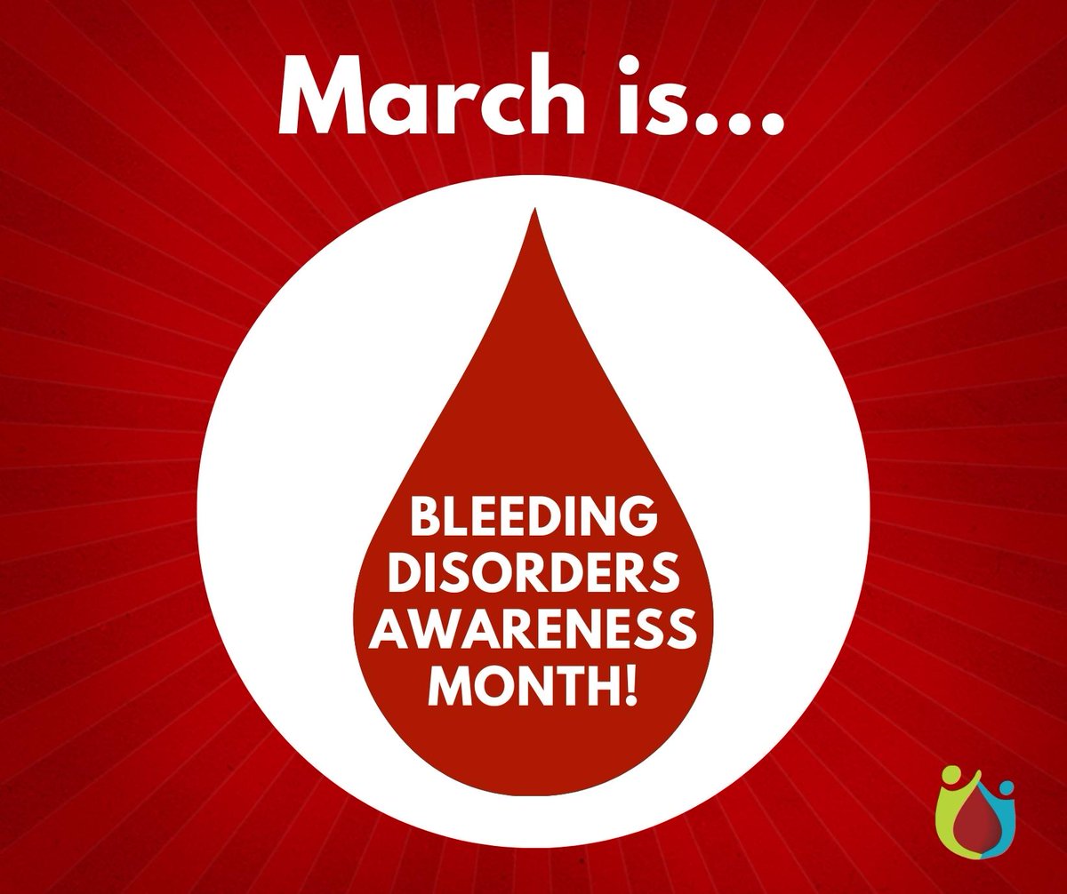 Did you know March is #BleedingDisordersAwarenessMonth?  

Bleeding disorders share the inability to form a proper blood clot, characterized by extended bleeding after injury, surgery or trauma. RT this post to help spread awareness & follow along all month for more information!