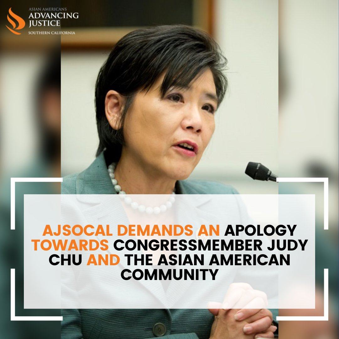 ajsocal_'s tweet photo. We condemn the hateful, xenophobic, and dangerous comments made against Rep. Judy Chu by Rep. Lance Gooden. @RepJudyChu @Lancegooden @FoxNews
See the full statement at https://t.co/BSPqOQrtar.
#ajsocal #aapi #asianamerican #antiasianhate #stopasianhate #judychu https://t.co/NM3fpespLp