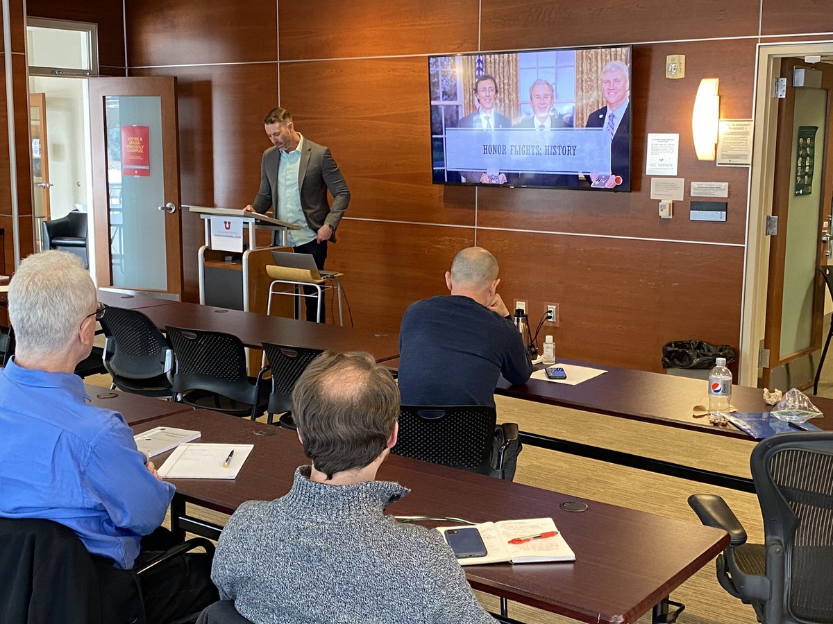 .@BrentJSteele1 hosting the annual Wormuth Symposium and discussing honor flights & ontological security. @UofUPoliScience