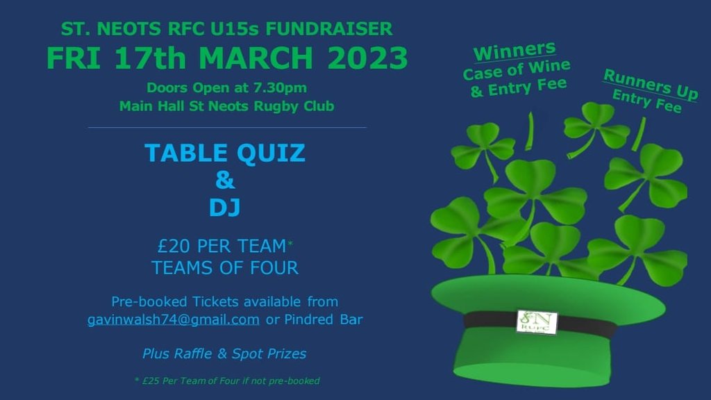 U15s Fundraiser Quiz #Pitchero
stneotsrugbyclub.com/calendar/event…