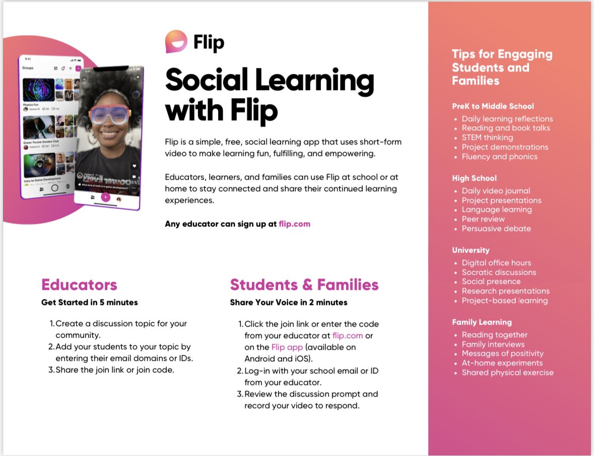 💭Introducing <a href="/MicrosoftFlip/">Flip</a> to your colleagues, students, and families? 

💡Here’s a Flip How-to guide to spark creativity in the classroom. 

Check out the Educator Toolkit 🧰 for more resources info.flip.com/about/educator… 

#FlipForAll