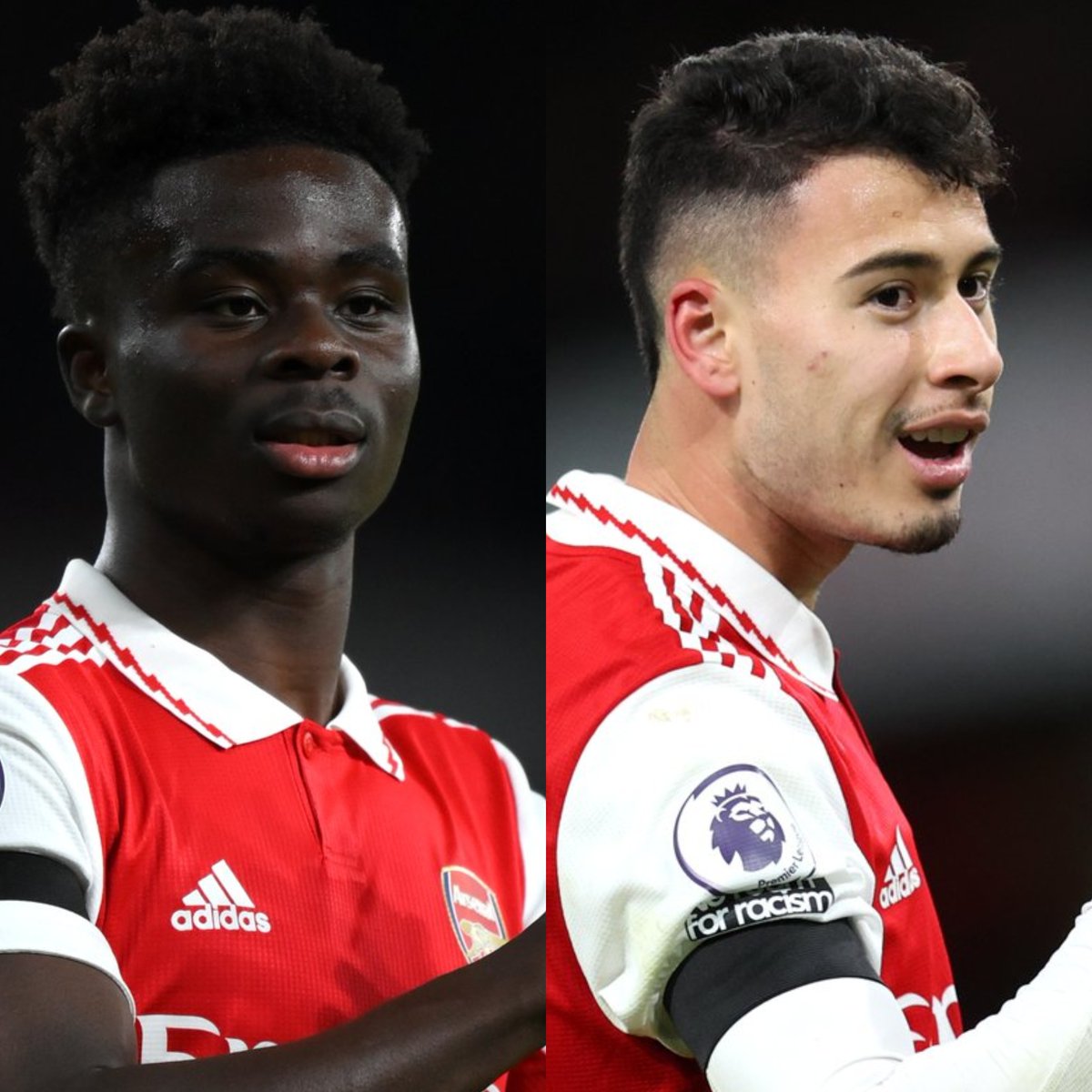InvictosSomos's tweet photo. Ambos tienen 21 años de edad, ambos llevan 10 goles en la presente Premier League y ambos han sido importantísimos para que el Arsenal esté en la cima de la Liga Inglaterra. Saka y Martinelli. JOYAS. https://t.co/M9IZFBvowl