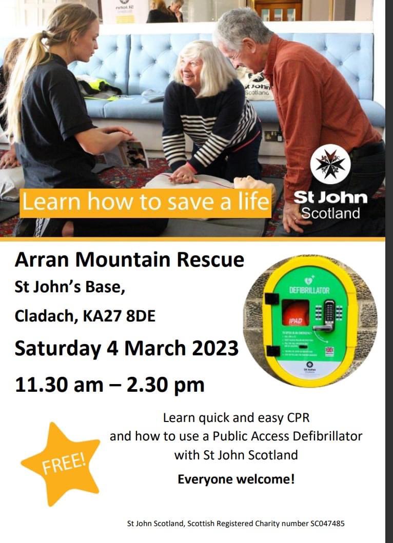 We are delighted to be supporting St John Scotland hold a CPR and public access defibrillator event at our team base on Saturday 4th March.
A great opportunity to come along and learn a life saving skill.
We hope to see lots of you this Saturday <a href="/StJohnScot/">St John Scotland</a>