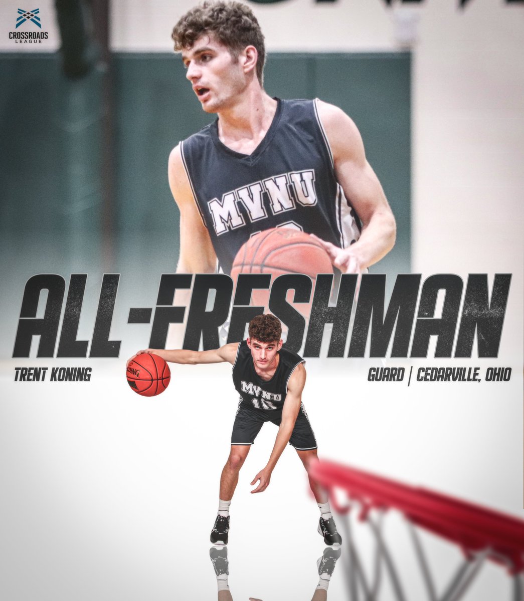 MVNU_Cougars's tweet photo. Congratulations to Trent Koning on making the Crossroads League All-Freshman Team! The guard from Cedarville, Ohio averaged 8.5 points on 45% shooting from the field and 39% shooting from three! @RULECougar https://t.co/VUuNpxq0xC