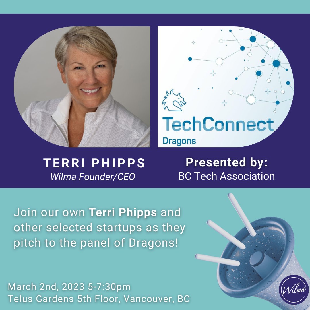 Tomorrow March 2nd! 👉🏼Join Wilma's Founder/CEO  Terri Phipps, along with other select startups as they pitch to @wearebctech's panel of Dragons. If you're in #Vancouver, don't miss it! Tickets:
wearebctech.com/events/bc-tech… #BCTech4Startups #founders #techcanada #womenintech #ridehail