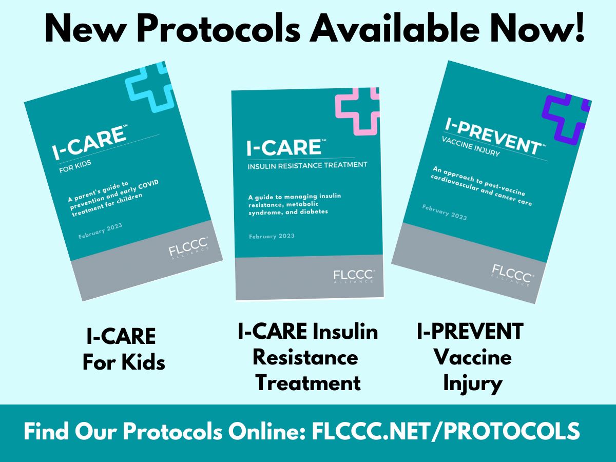 Honest_Medicine's tweet image. We have three new protocols! I-CARE for Kids, I-CARE Insulin Resistance Treatment and I-PREVENT Vaccine Injury. Learn more and download the guides and summaries here: flccc.net/protocols

#FLCCC #ICARE #IPREVENT #COVID19 #health #protocols