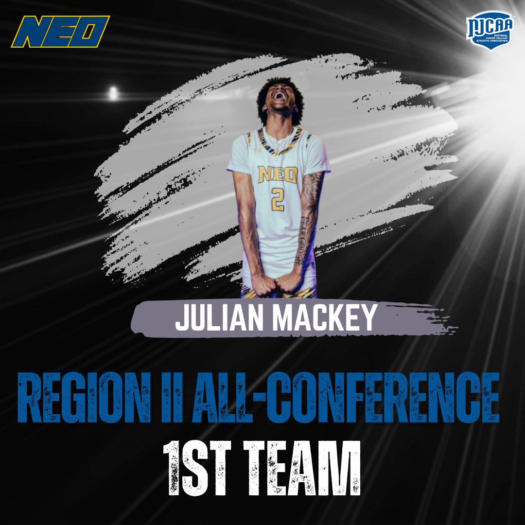 NEOMensBBall's tweet photo. Congrats to Julian Mackey @julian3mackey on his Region II 1st Team All-Conference award! https://t.co/l6RonZPbhN