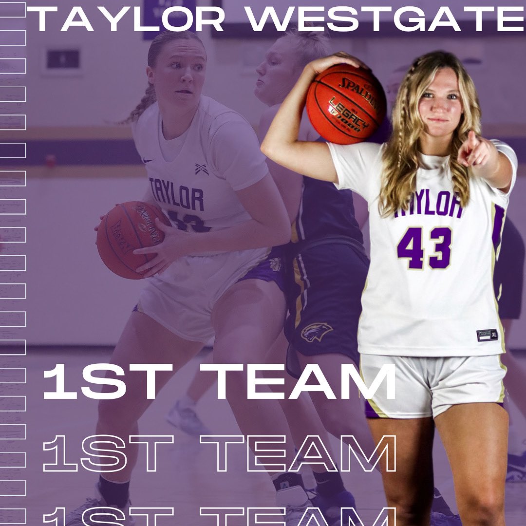 Big congratulations to Taylor Westgate who brought home her first All-Crossroads League First-Team honor of her career, averaging 15.5 points and 8.8 rebounds for the season! Great job #43!