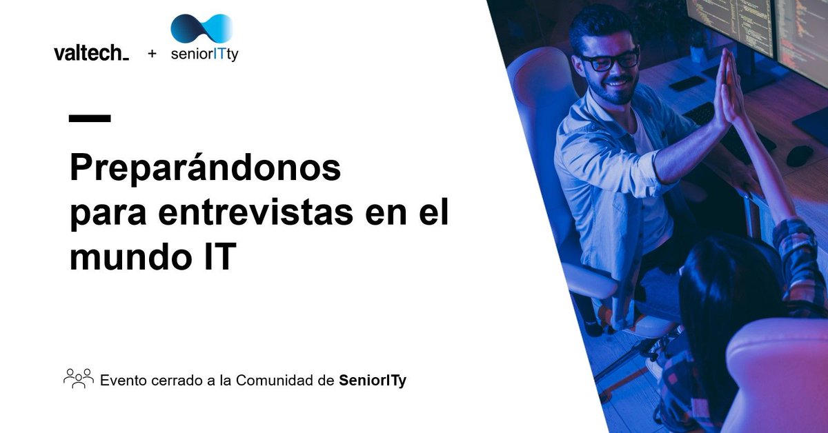 📢 Mañana | Estaremos desde <a href="/valtech/">valtech_</a>  en <a href="/SeniorITty/">senioritty</a> brindando una charla orientada a "Como prepararse para #entrevistas en el #mundoIT".
Exclusivo para integrantes del "Programa de Reconversión laboral a la industria IT".