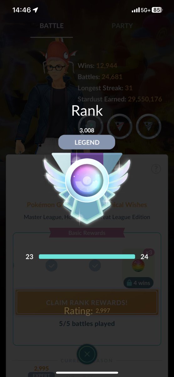 I don’t usually procrastinate so much but with 14 minutes to spare I did cross the finish line who was worried #gbl #PokemonGO #battlers