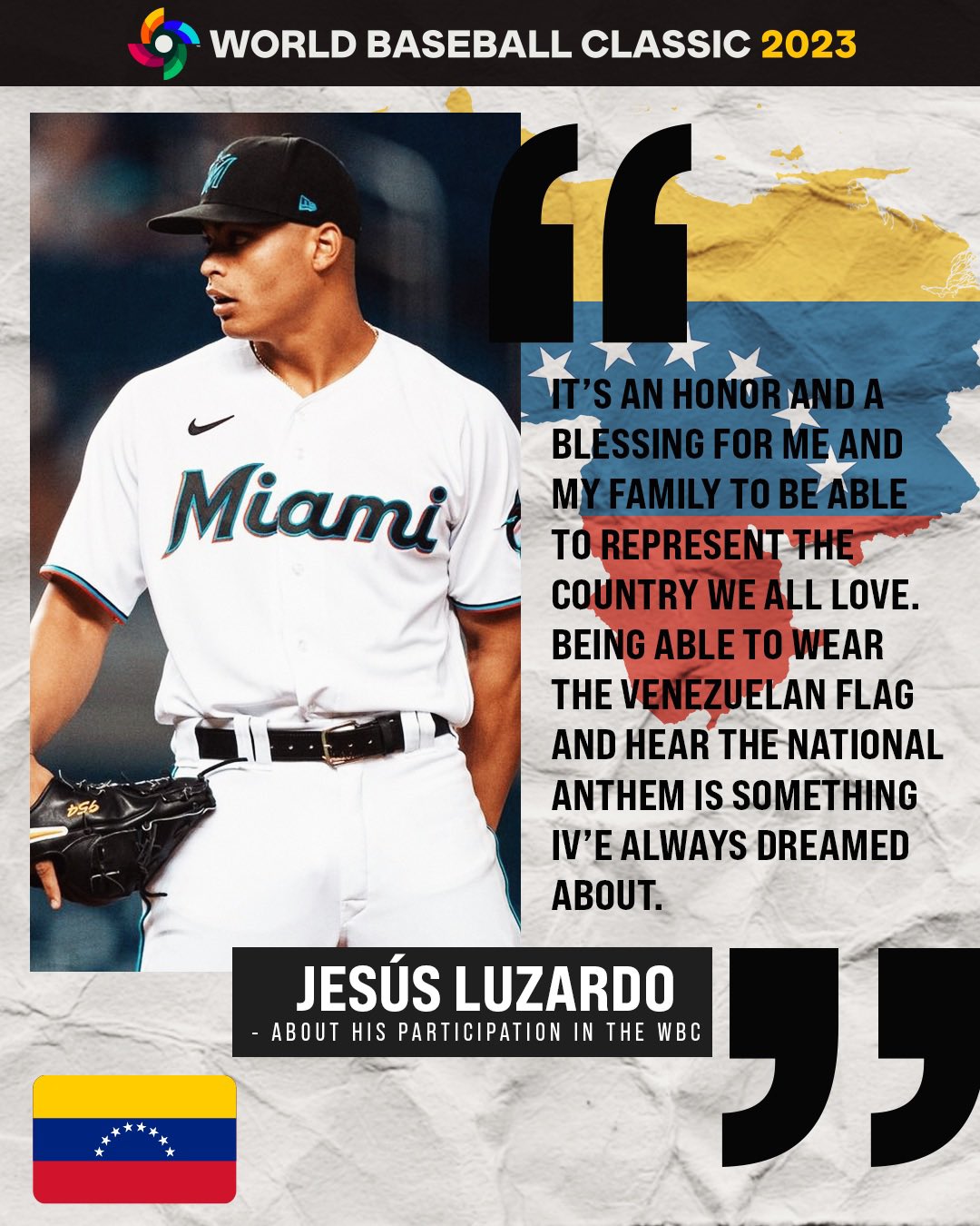 MVP Sports Group on X: Jesús Luzardo is ready to represent his country in  this year's WBC! ¡Vamos, Venezuela! 🇻🇪💪🏽  / X