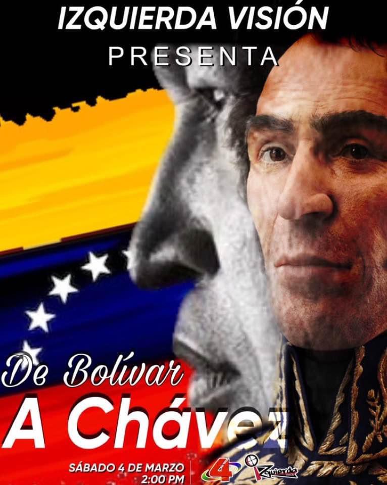 #IzquierdaVisión presentará este sábado 4 de marzo 🗓 a las 2PM por <a href="/Canal4Ni/">Canal 4 Nicaragua</a> este súper programa dedicado a dos inmensos de nuestro continente 🌎 y en tributo al paso a la inmortalidad del Cmdte. Eterno Hugo Chávez. 

‼️IMPERDIBLE‼️

#UnidosEnVictorias #PLOMO19