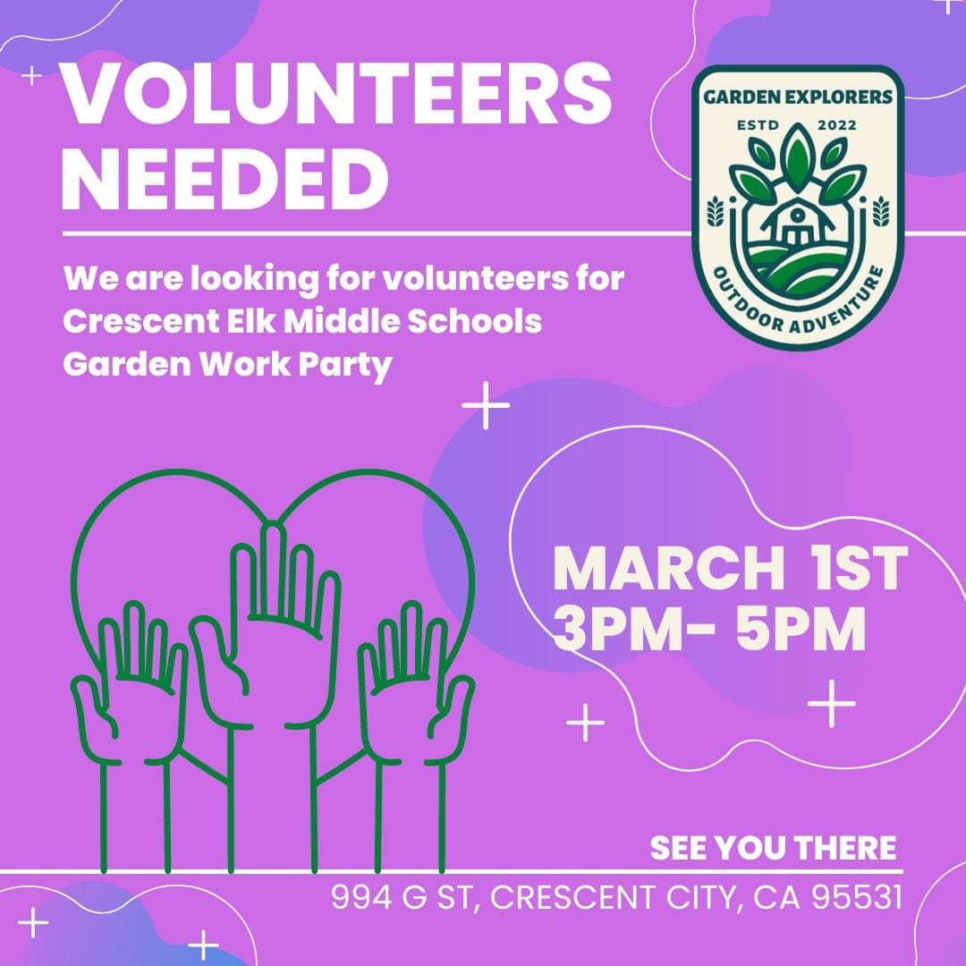 If you’re near Crescent Elk Middle School this afternoon, why not take advantage of the weather & help the #GardenExplorers set up their school garden? Rumor has it. Many hands make light work!