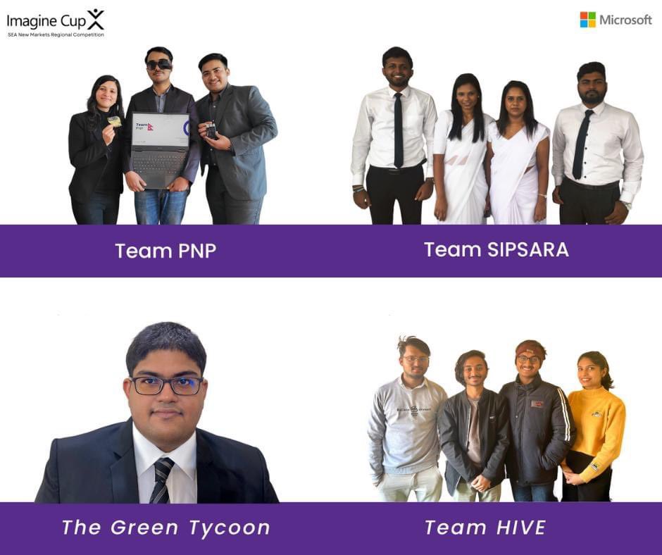 We are thrilled to announce the 2023 Imagine Cup SEA NM Regional Competition top teams! So great to see such incredible innovations from students across Southeast Asia New Markets. 

All the very best for top 4 teams which are advancing to the World Finals Round. 

#ImagineCup