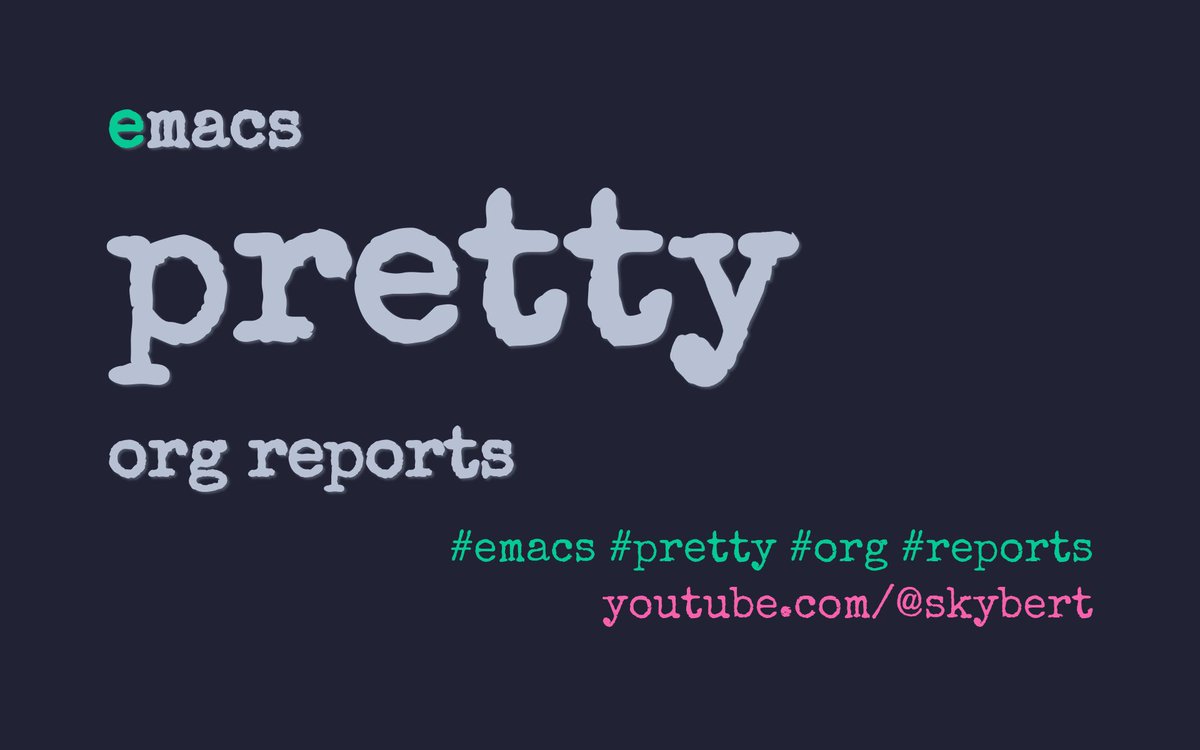 Make your Org reports pretty by adding a dash of CSS: youtube.com/watch?v=QCAsBB…

#css #emacs #html
