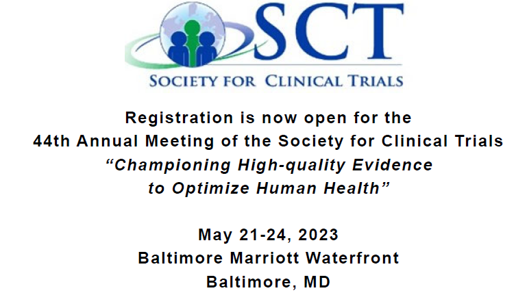 Come join a fun bunch of trialists at <a href="/SCTorg/">SCTorg</a>'s annual meeting in Baltimore. Registration is open. #clinicaltrials   sctweb.org/meeting/