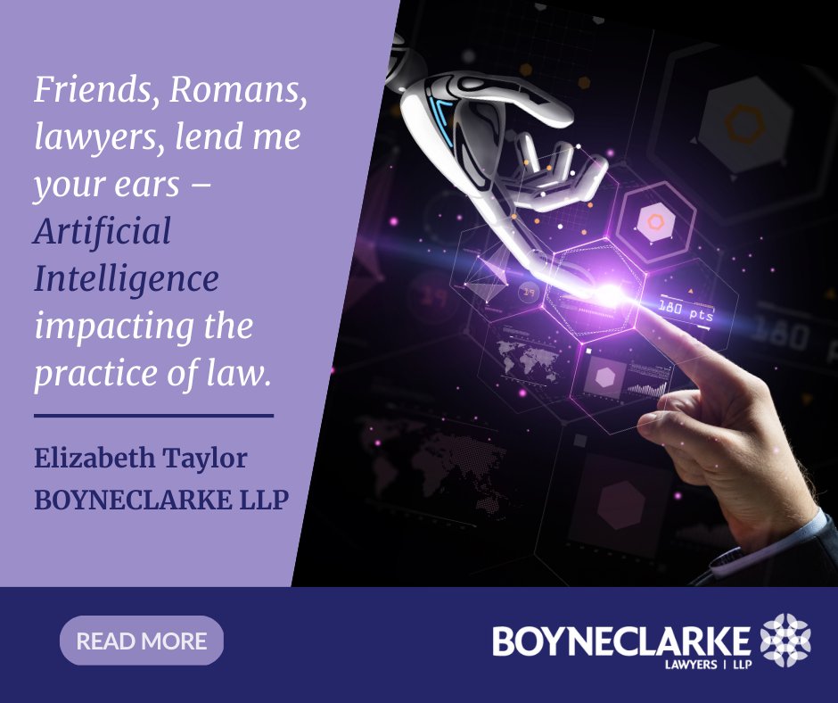 BOYNECLARKE's tweet photo. Artificial Intelligence technology is growing around us all the time; read this recent blog by an Associate of the business law team, Elizabeth Taylor, to learn how it's affecting lawyers, firms and legal practices.
#BlogAboutIt #FullServiceLawFirm #AITech https://t.co/0MhZ3uqTbq https://t.co/K0a8xJJTQG