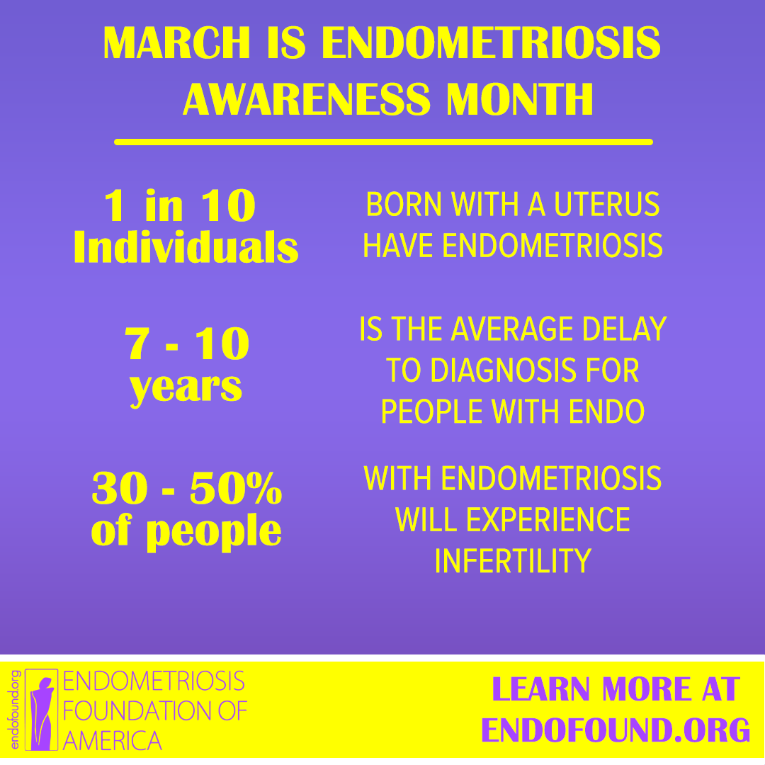 Endofound's tweet photo. March is #EndometriosisAwarenessMonth!
This month and every month we’re advocating for our mission to increase #endometriosis awareness, advance research + educating patients, supporters, physicians and public about a disease that is still mistreated, misdiagnosed &amp; little known. https://t.co/SlSntWeEof