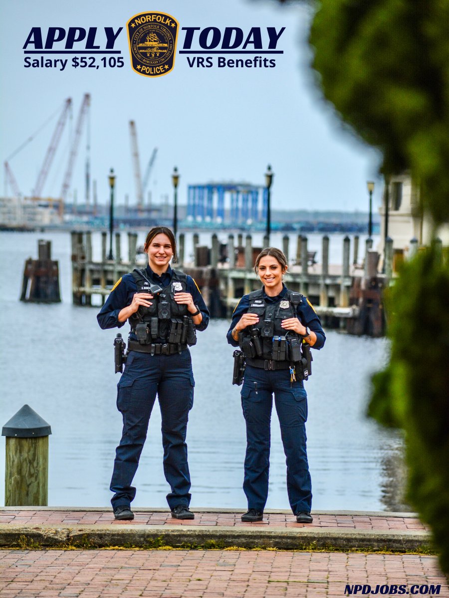 Certified officers start at $52,105. Interested? Visit npdjobs.com for information about pay, benefits, retirement planning, and much more!

You can also send us a message and one of our recruiters will help answer your questions about becoming #NorfolksFinest.