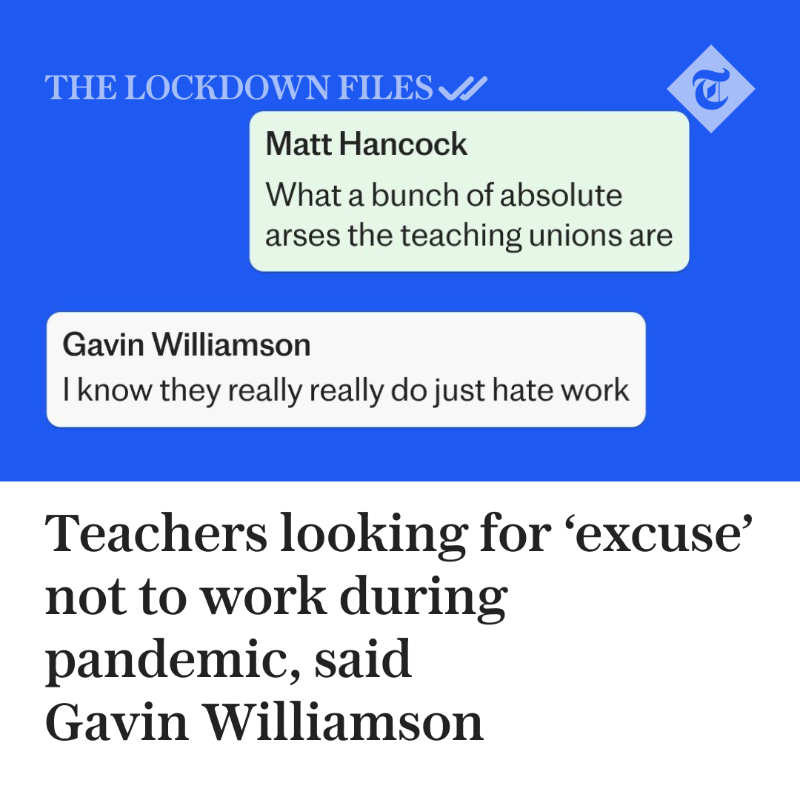 Telegraph's tweet photo. 🔴 NEW: Teachers looking for 'excuse' not to work during pandemic, said Gavin Williamson

Read more ⤵️
https://t.co/1VPYimLZec

This is #thelockdownfiles