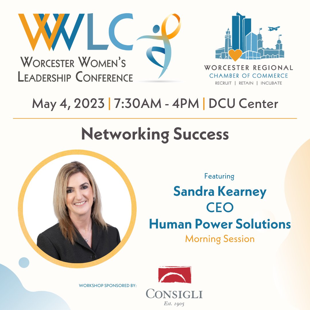chamberworc's tweet photo. Welcome to #WorkshopWednesdays! We'll be sharing more info about the women presenting at this year's #WWLC. First up is the CEO of Human Power Solutions, Sandra Kearney in her "Networking Success" workshop (sponsored by @Consigli1905).

More session info:
https://t.co/aDF2HM6DyM https://t.co/Ixr5Zzqleg