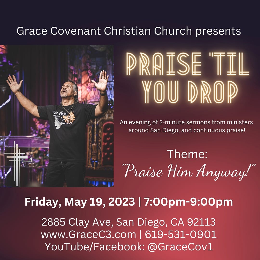GraceCov2's tweet photo. SAVE THE DATE! Praise Party in San Diego! Join us as multiple pastors and choirs come together to worship the Lord! Mark your calendars now.

#savethedate #praiseparty #sandiego #church https://t.co/NxVpM3gF42