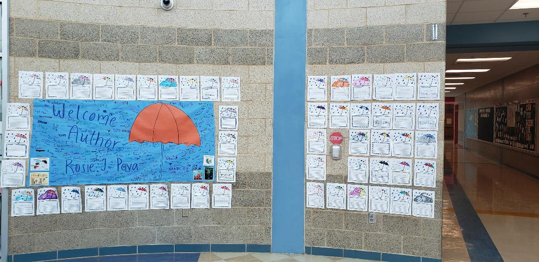 Such a warm welcome at today's school visit!!! Complete with a poncho &amp; umbrella hats fashion show!! 😍🥰☔️🌧️

Also, fav answer from a 2nd grader:

Me: What do writers do?
Him: Lie.

😂😆😂

#authorvisit #schoolvisit