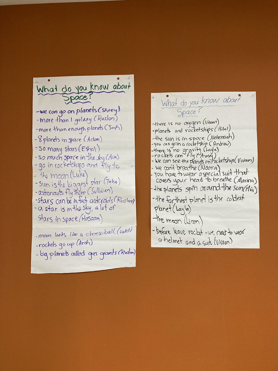 MmeGillian's tweet photo. 🦦s and 🦫 s are diving into our inquiry about space! Check out what we already know, and the questions we have about space! The otter’s rocketship is coming along very nicely! 

What do you want to know about space? @fgnazeda @kmheckman4 @ShingwakonsPS #inquiry https://t.co/PW3SrTCHLE