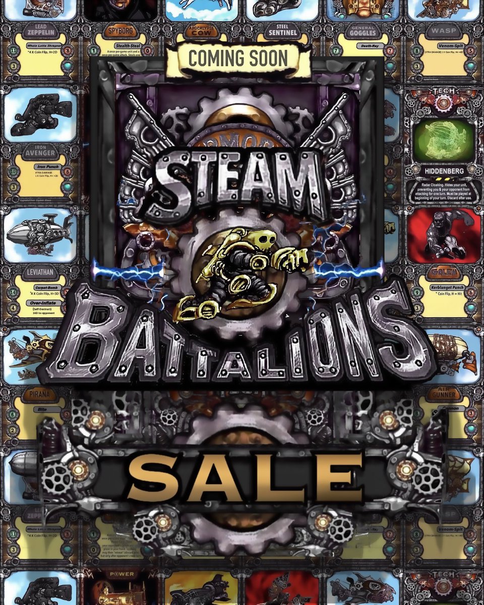 #MarkYourCalendars! #SteamBattalions will be 25% OFF March 6th - 12th during @thegamecrafter’s #tcg/#xcg #sale at SteamBattalions.com #steampunk #indiegame #indiegamedesign #bgg #cardgame #tabletopgame #boardgame #boardgamegeek #thegamecrafter