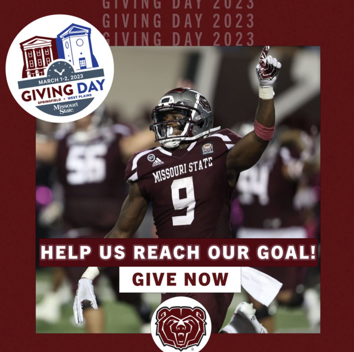 HELP AND SUPPORT YOUR BEARS! Donate here-- givingday.missouristate.edu/amb/Mostatefoo…